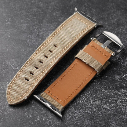 Authentic Leather and Durable Canvas Watch Band