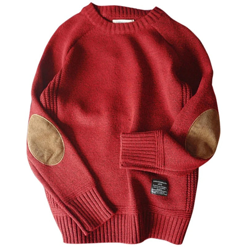 Classic Cable Knit Sweater with Elbow Patches