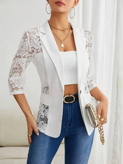 Chic White Lace Jacket for Women
