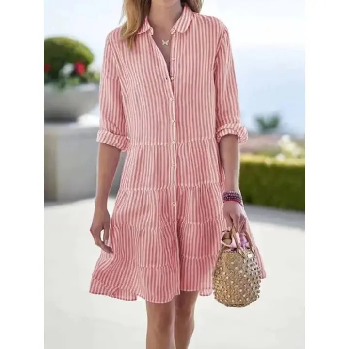 Striped Linen Shirt Dress | Lightweight Button-Up Summer Style