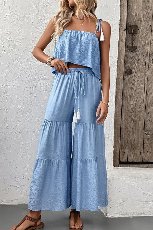 Fashion Solid Color Casual Two Pieces Set