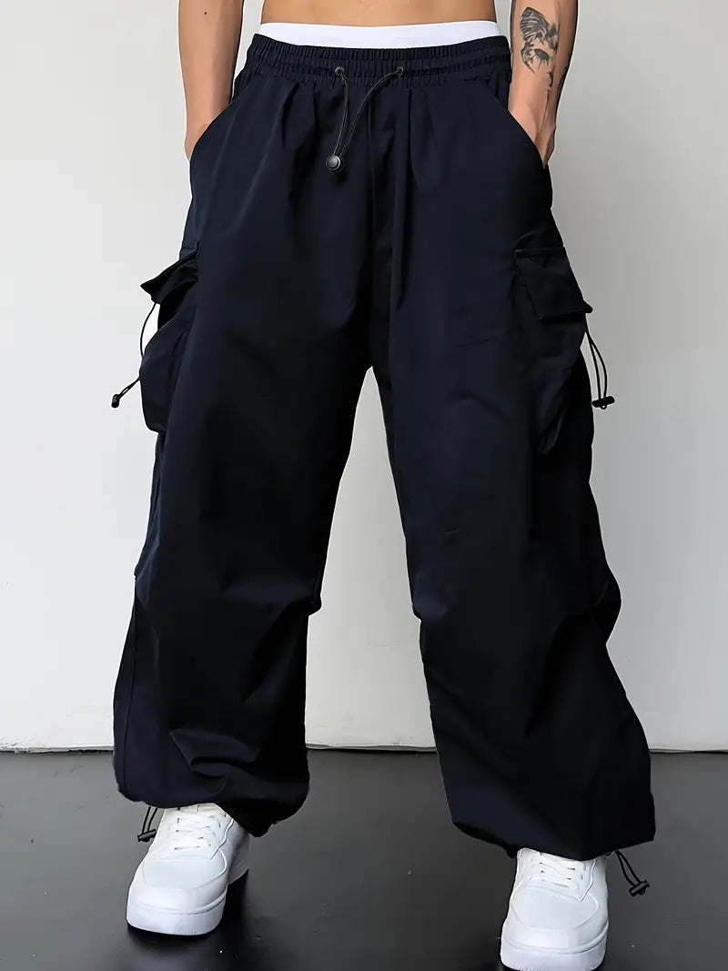 Comfortable Dark Grey Baggy Cargo Pants for Men