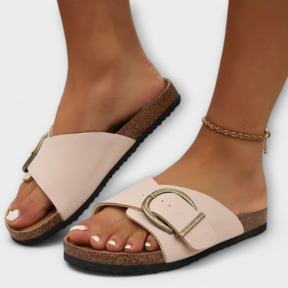 Vera - Women's Cork Sandals With Buckle Fastening