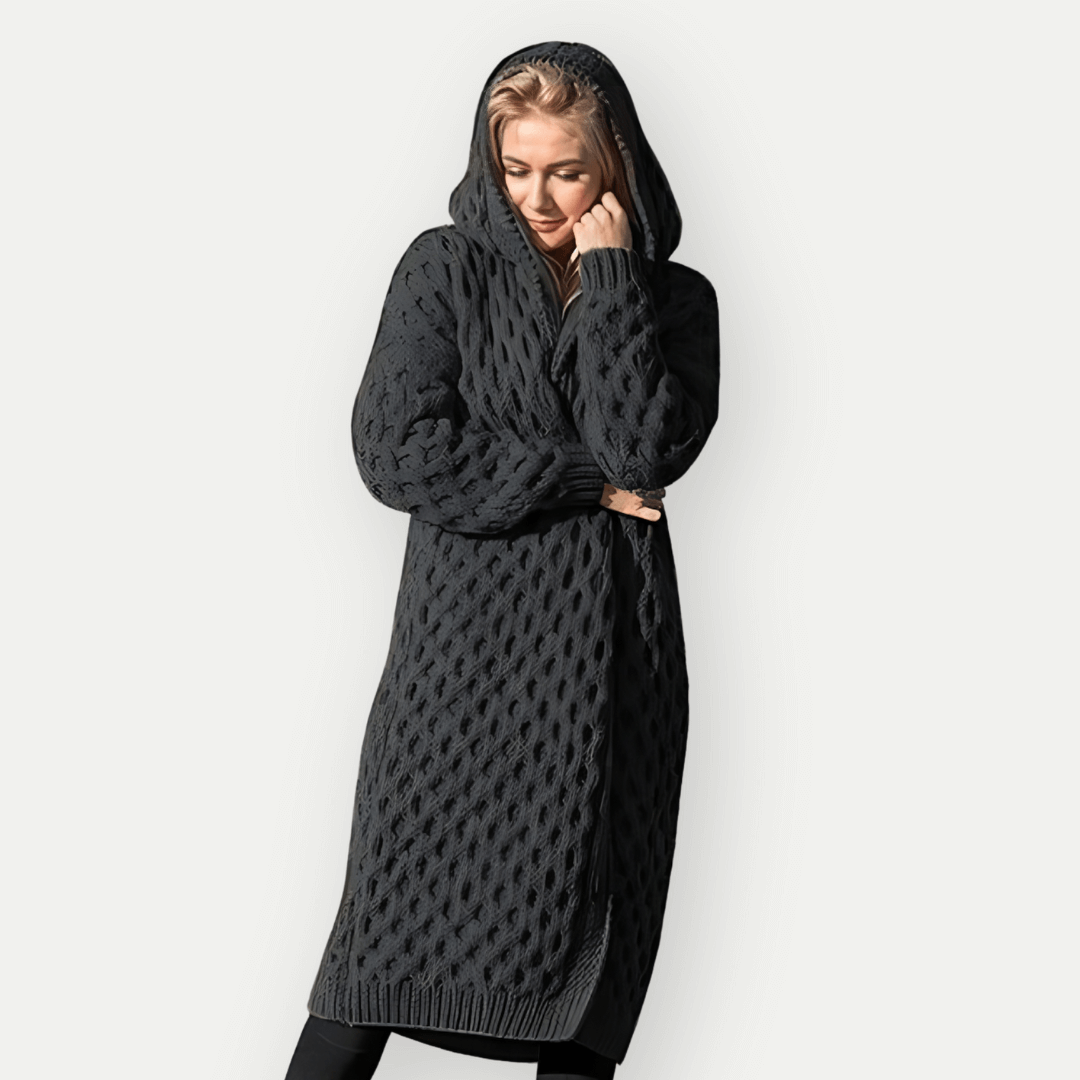 Lily Longline Hooded Cardigan | Relaxed Fit Cable Knit Cardigan