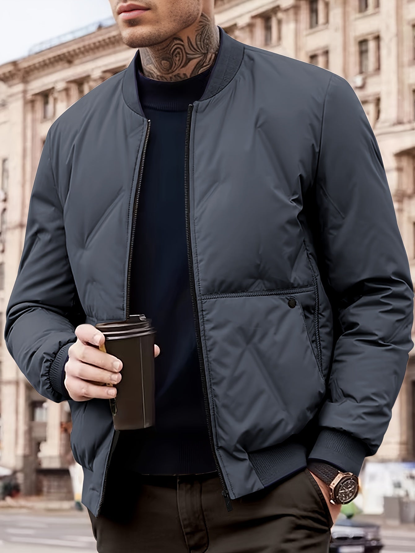 Warm Waterproof Mens Puffer Jacket for Outdoor Use