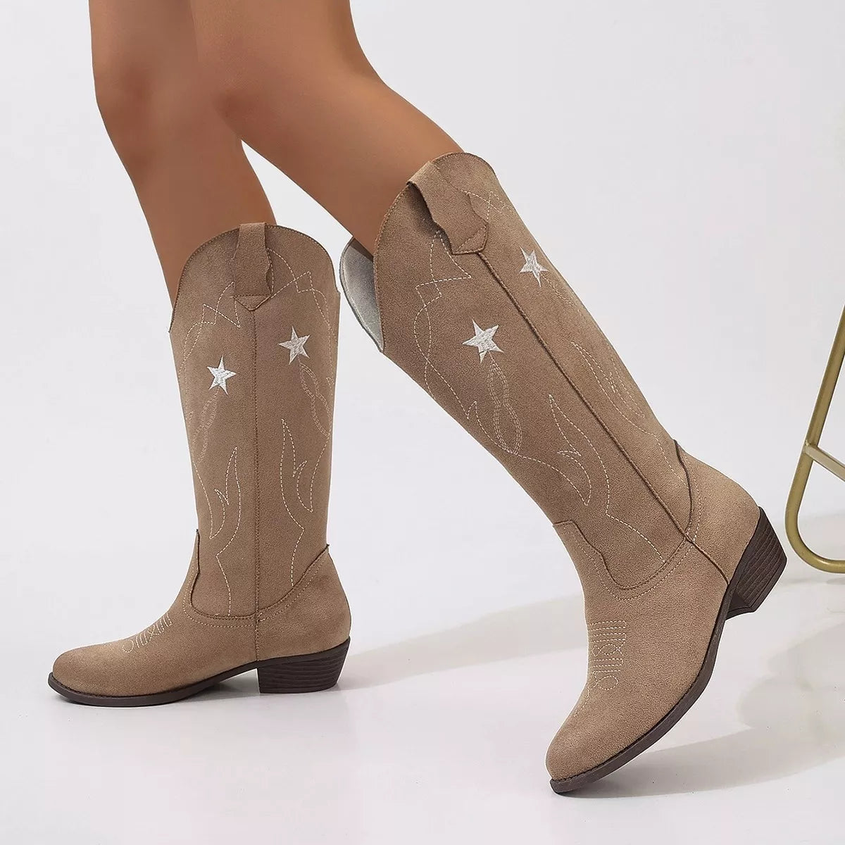 Rugged Country Embroidered Riding Boots