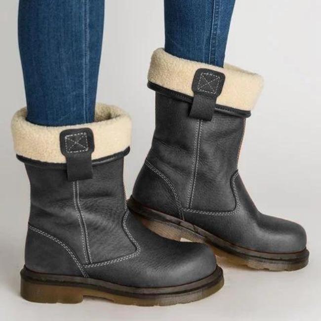 Women's Foldable Leather Boots, Uma
