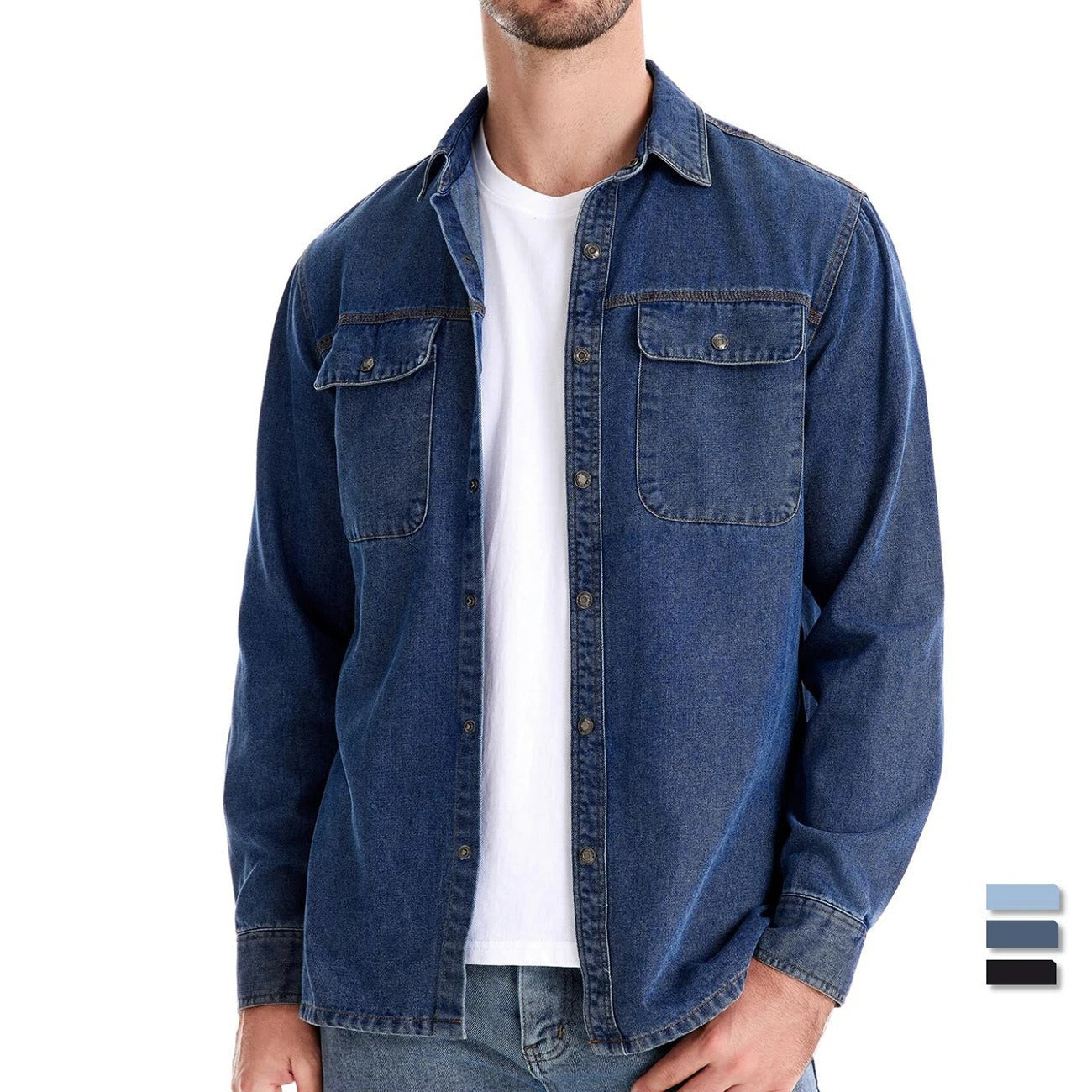 Timeless Mens Cotton Jeans Shirt - BritishElegance