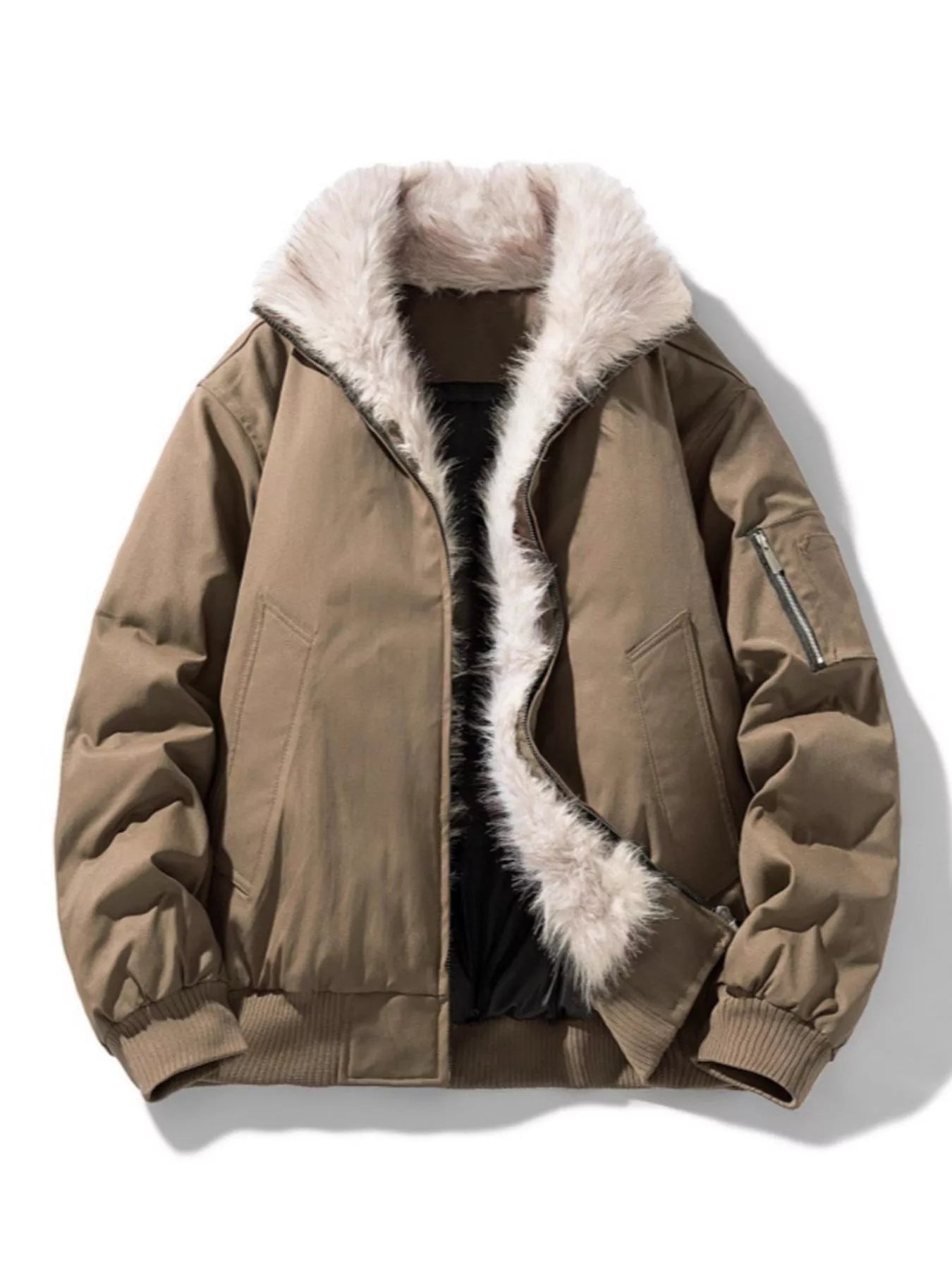 Large Size Men's Zip Up Bomber Coat