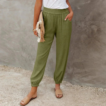Women's Loose Fit Summer Pants with High Waist and Pockets