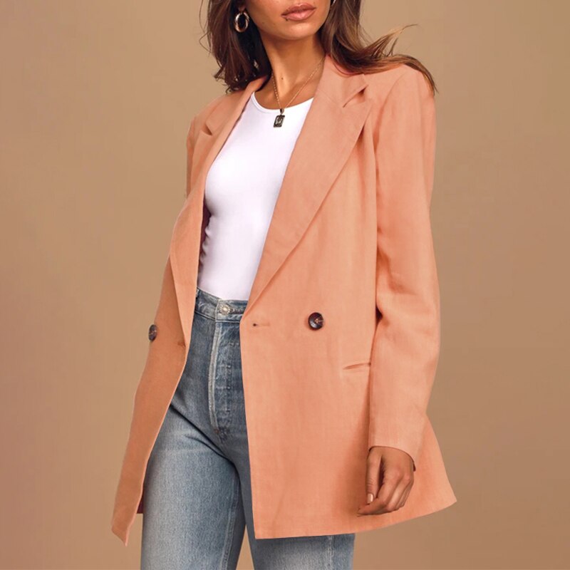 Relaxed Fit Women's Casual Button Blazer with Pockets
