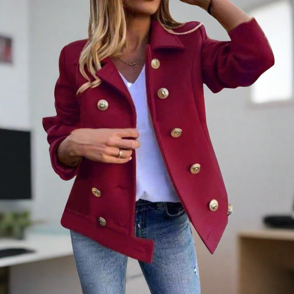 Classic Fit Women's Solid Color Button Blazer - BritishElegance