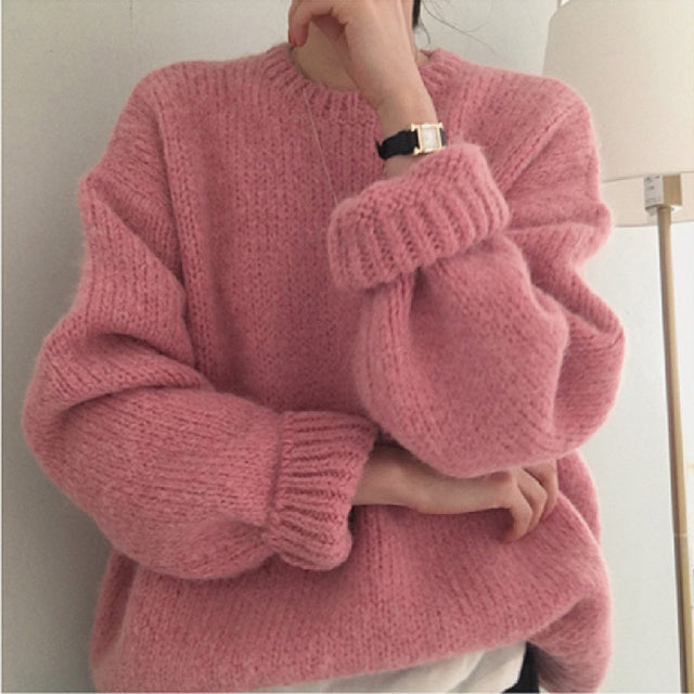 Women's Cozy Crew Neck Winter Knit Sweater - BritishElegance