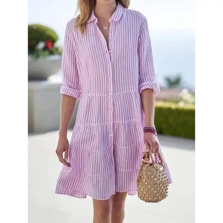 Striped Linen Shirt Dress | Lightweight Button-Up Summer Style