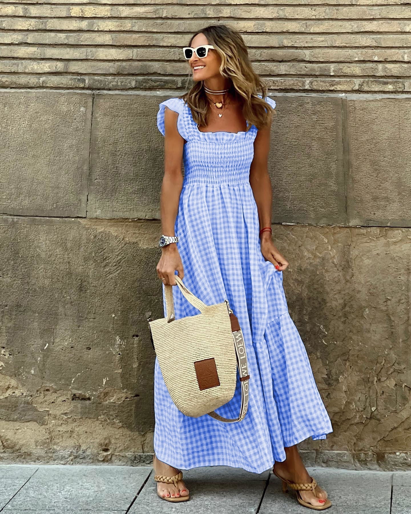 Beautiful Bell Sleeve Smocked Long Dress