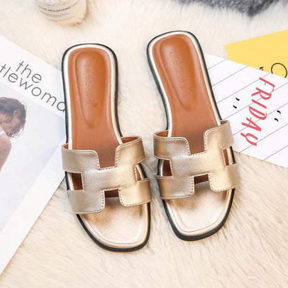 Luxury Faux Leather Slide Sandals