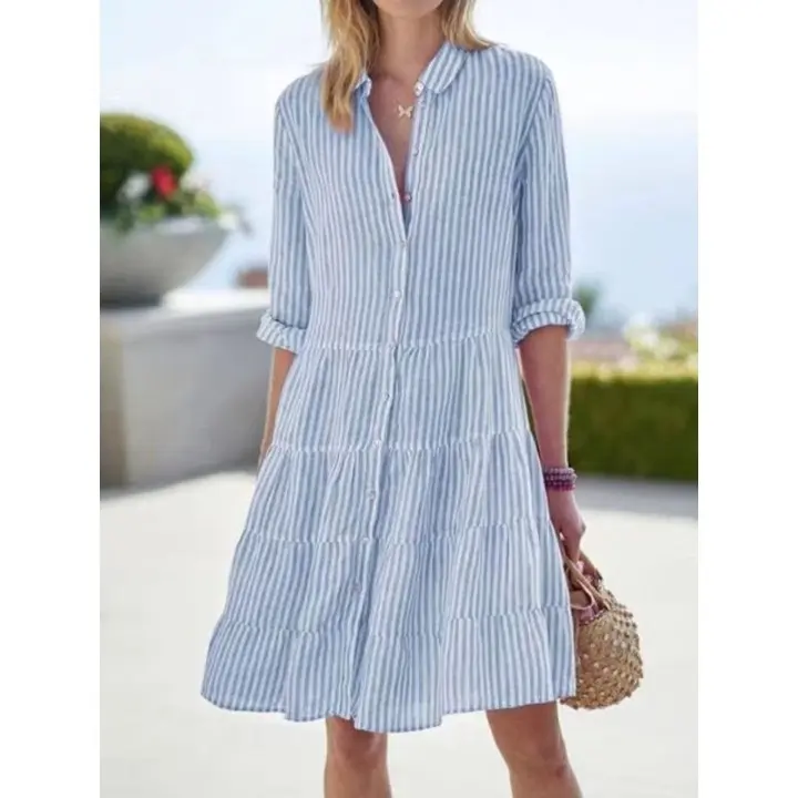 Striped Linen Shirt Dress | Lightweight Button-Up Summer Style