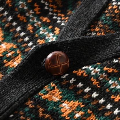 Men’s Patterned V Neck Knit Cardigan