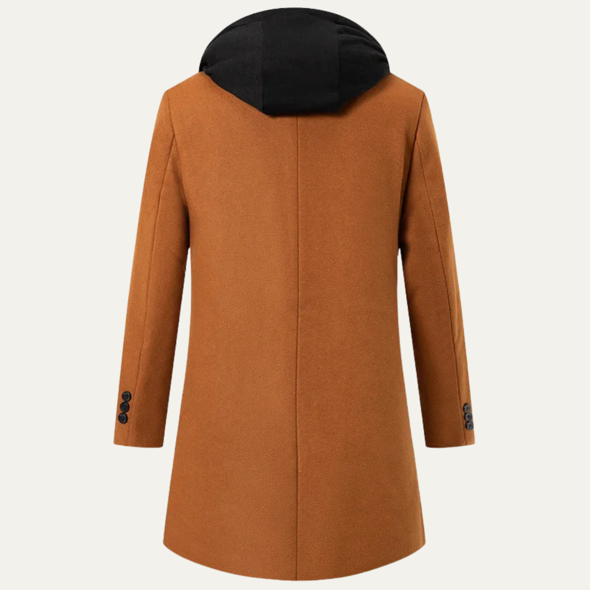 Men’s Long Coat with Layered Hooded Design