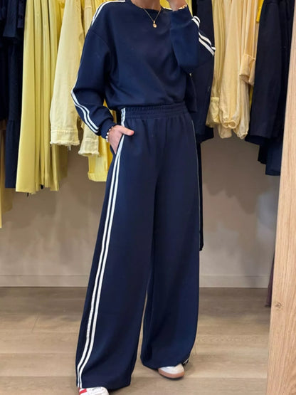 Colorful Crew Neck Tee and Stretchy Jogger Pants Set