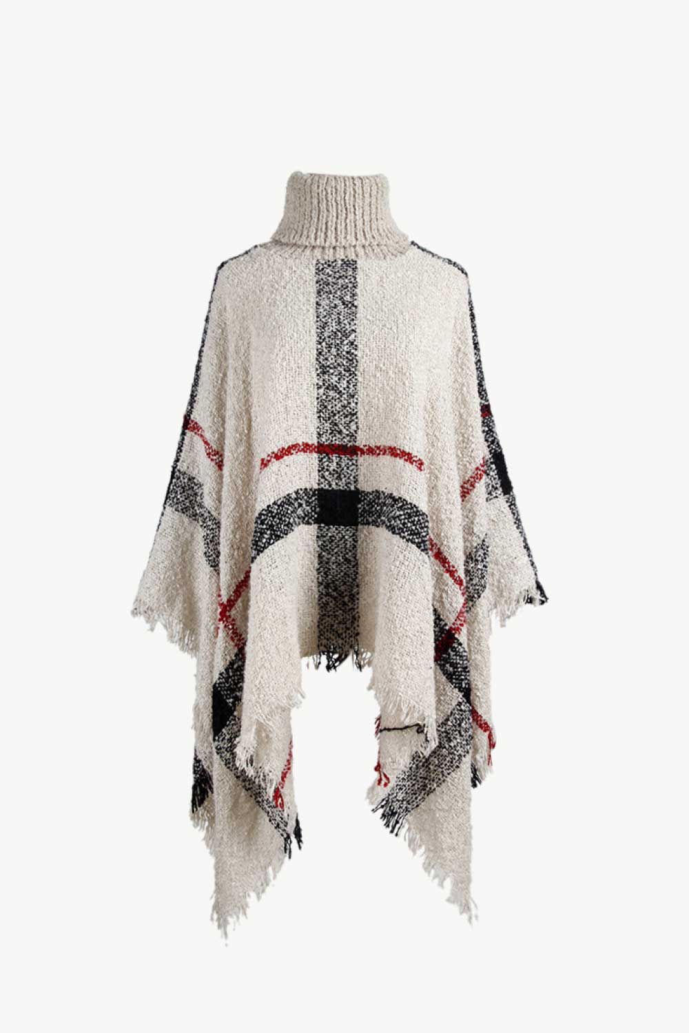 Chic Tassel Edge Boatneck Poncho Cape