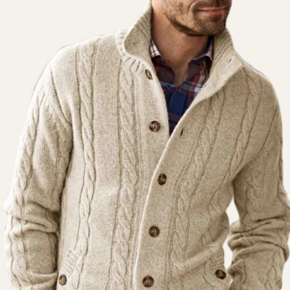 Men’s Shawl Collar Cable Knit Cardigan