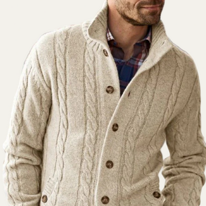 Men’s Shawl Collar Cable Knit Cardigan