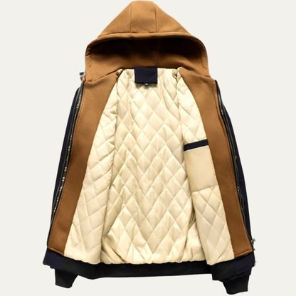 Men’s Casual Quilted Hooded Bomber Jacket