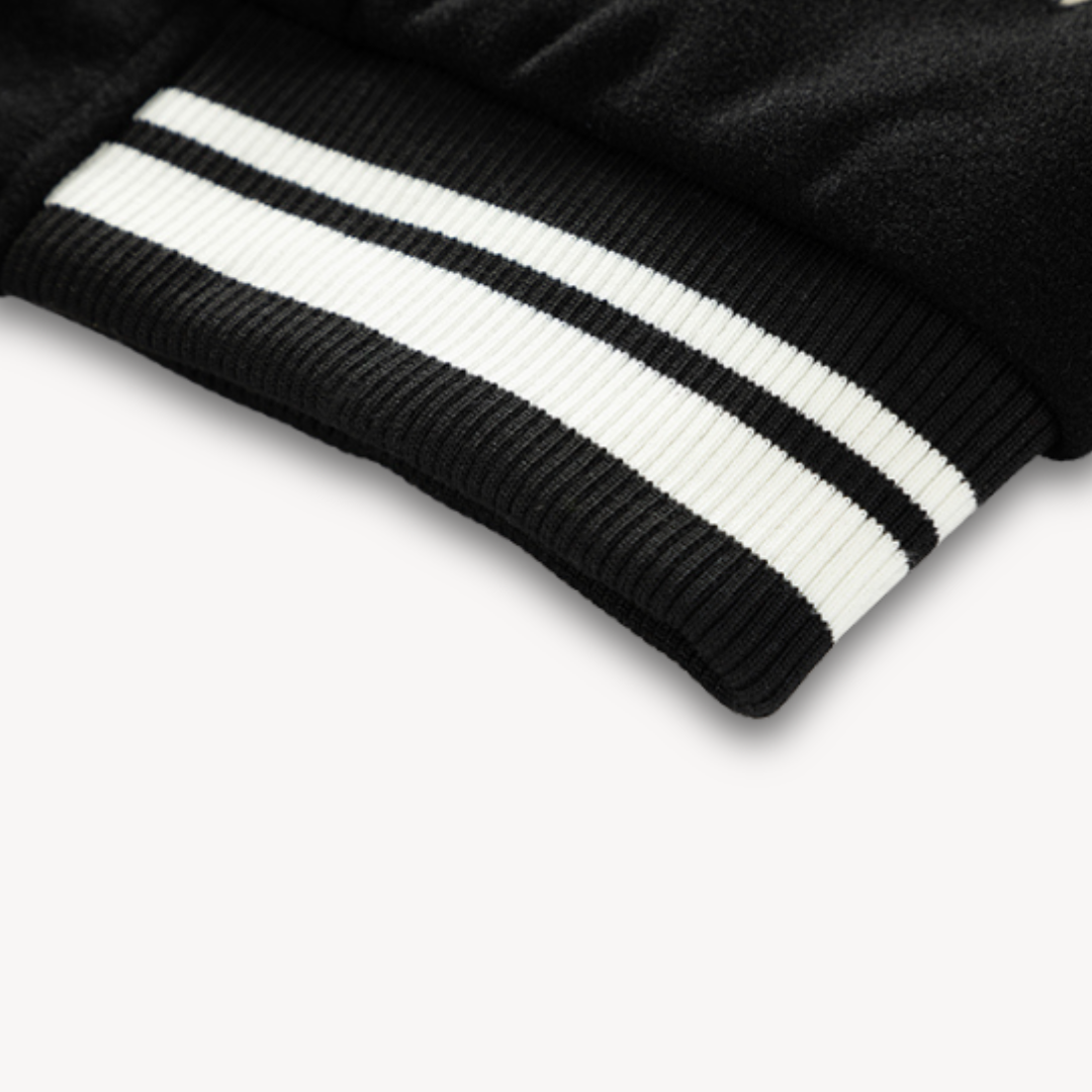 Men's Varsity Jacket - Wool Blend Body with Faux Leather Sleeves - Classic Letterman Style
