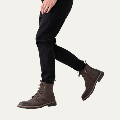 Men’s Cap Toe Lace Up Combat Style Ankle Boots