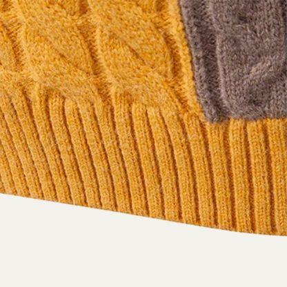The Bevagna  Men’s Patchwork Knit Colour Block Turtleneck Jumper