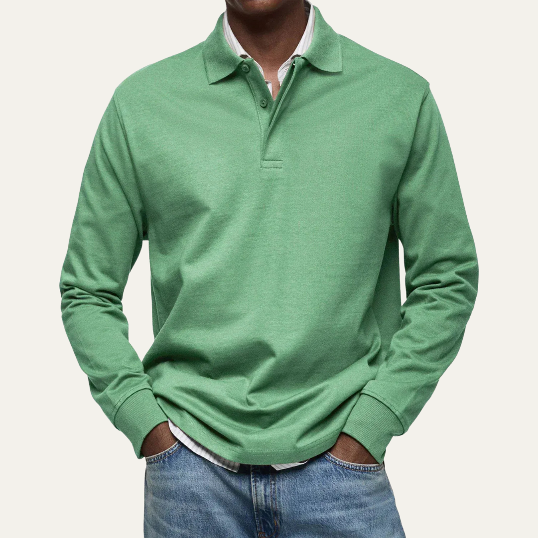 Men’s Long Sleeve Polo in Heavy Jersey Knit