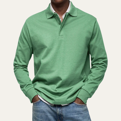Men’s Long Sleeve Polo in Heavy Jersey Knit