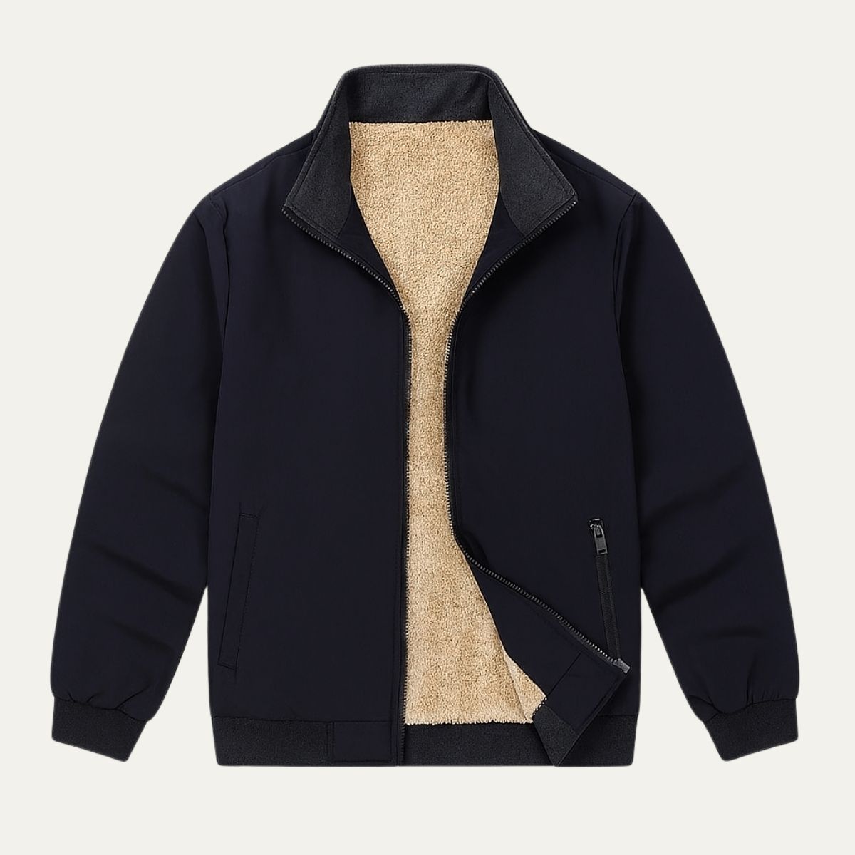 Men’s Lightweight Sherpa Lined Full Zip Harrington Jacket