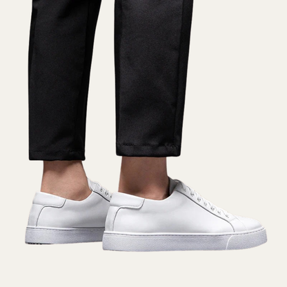 Men’s Leather Low Top Sneakers with Thick Cupsole