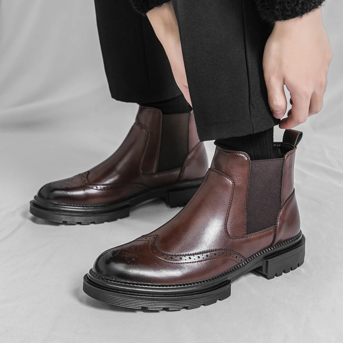 The Ortisei Men’s Retro Business Dress Chelsea Boots with Anti-Slip Sole