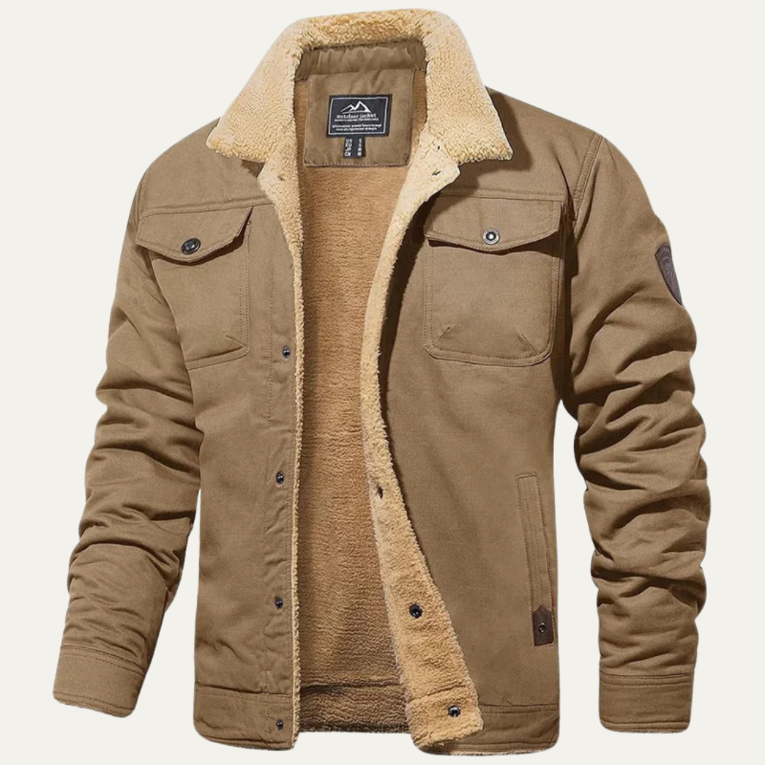 Men’s Faux Shearling Lined Snap Front Trucker Jacket