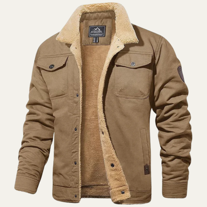 Men’s Faux Shearling Lined Snap Front Trucker Jacket