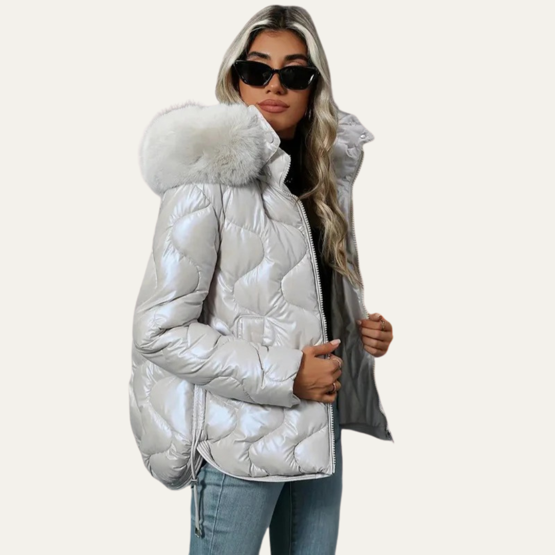 Women’s Metallic Quilted Puffer Jacket