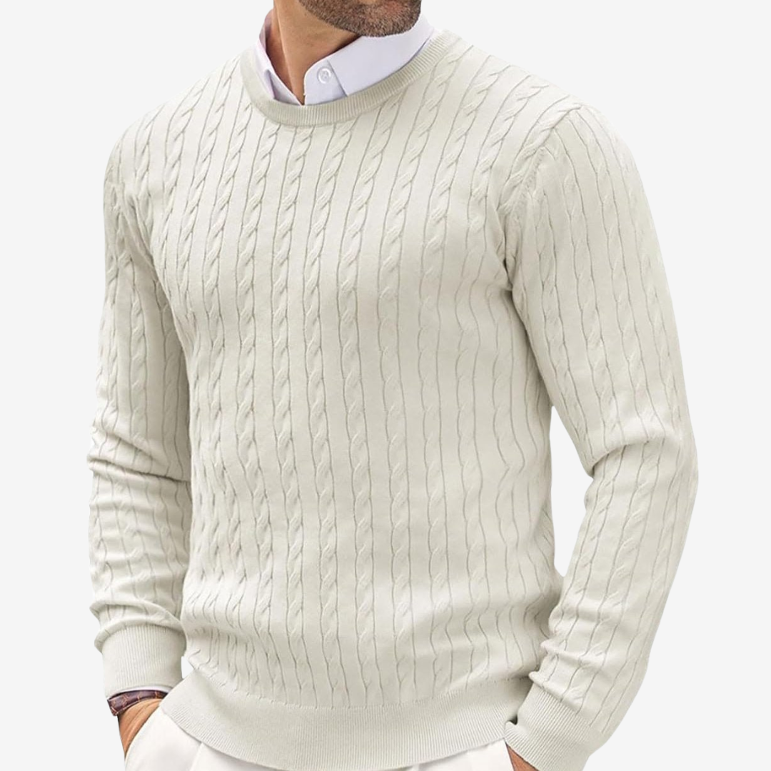Classic Men's Cable Knit Crew Sweater