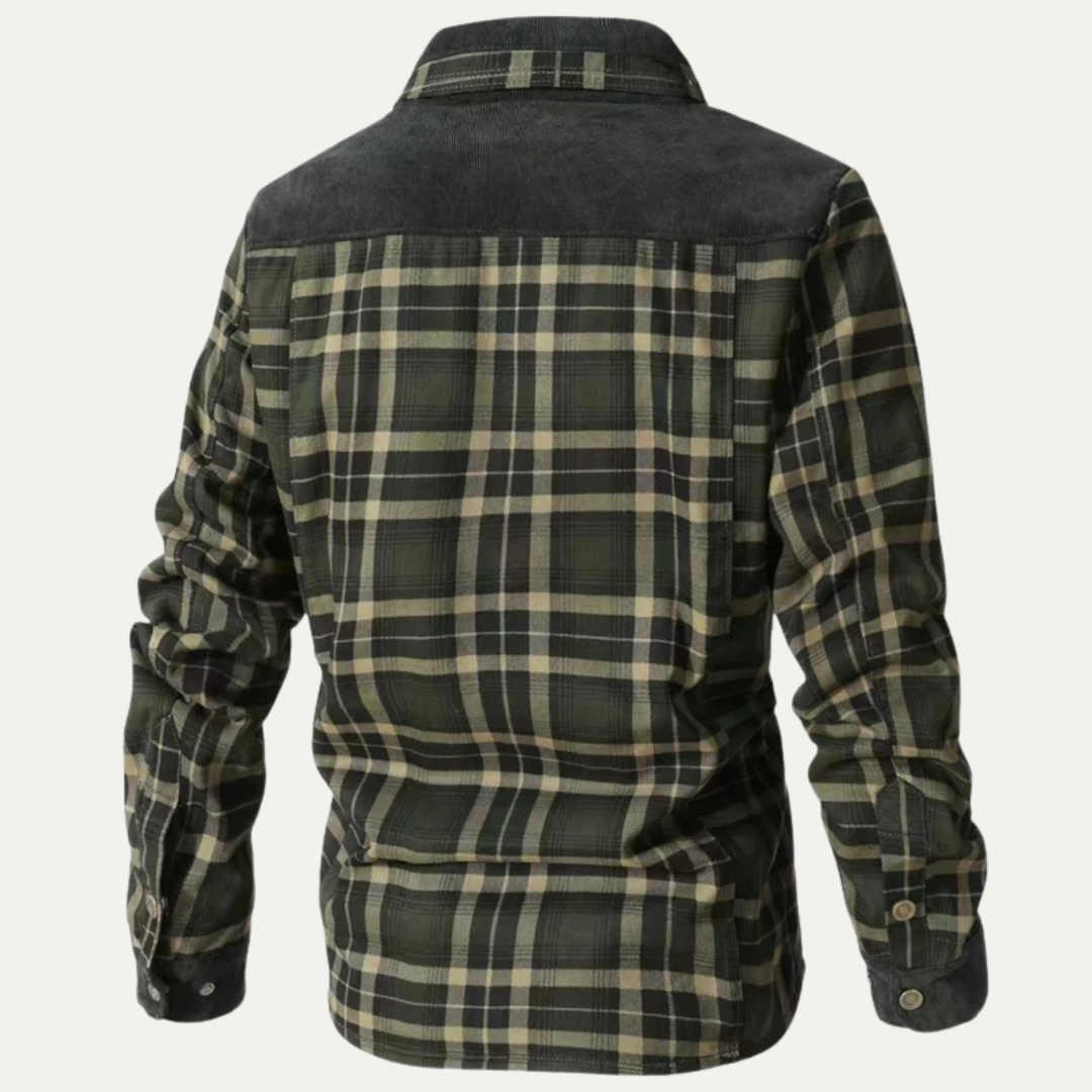 Men’s Plaid Fleece Lined Corduroy Yoke Shirt Jacket