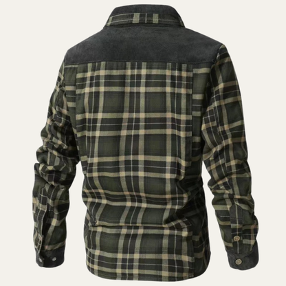 Men’s Plaid Fleece Lined Corduroy Yoke Shirt Jacket