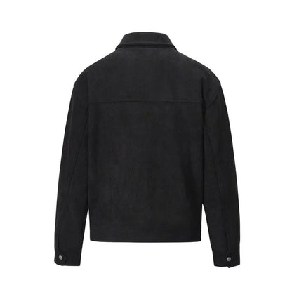 Men’s Faux Suede Zip Shirt Jacket with Patch Pockets