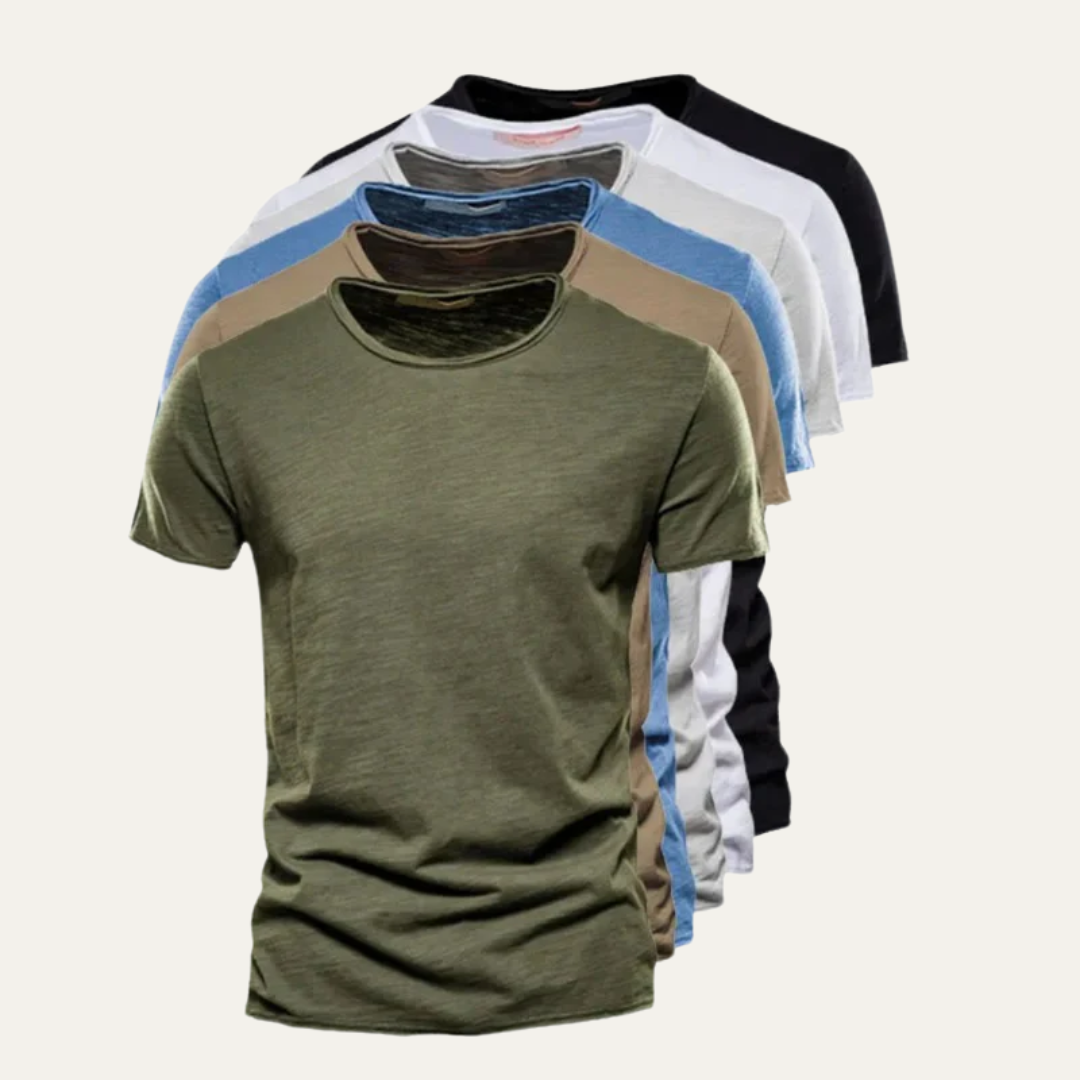 Men’s Fitted Raw Edge Crewneck T Shirt