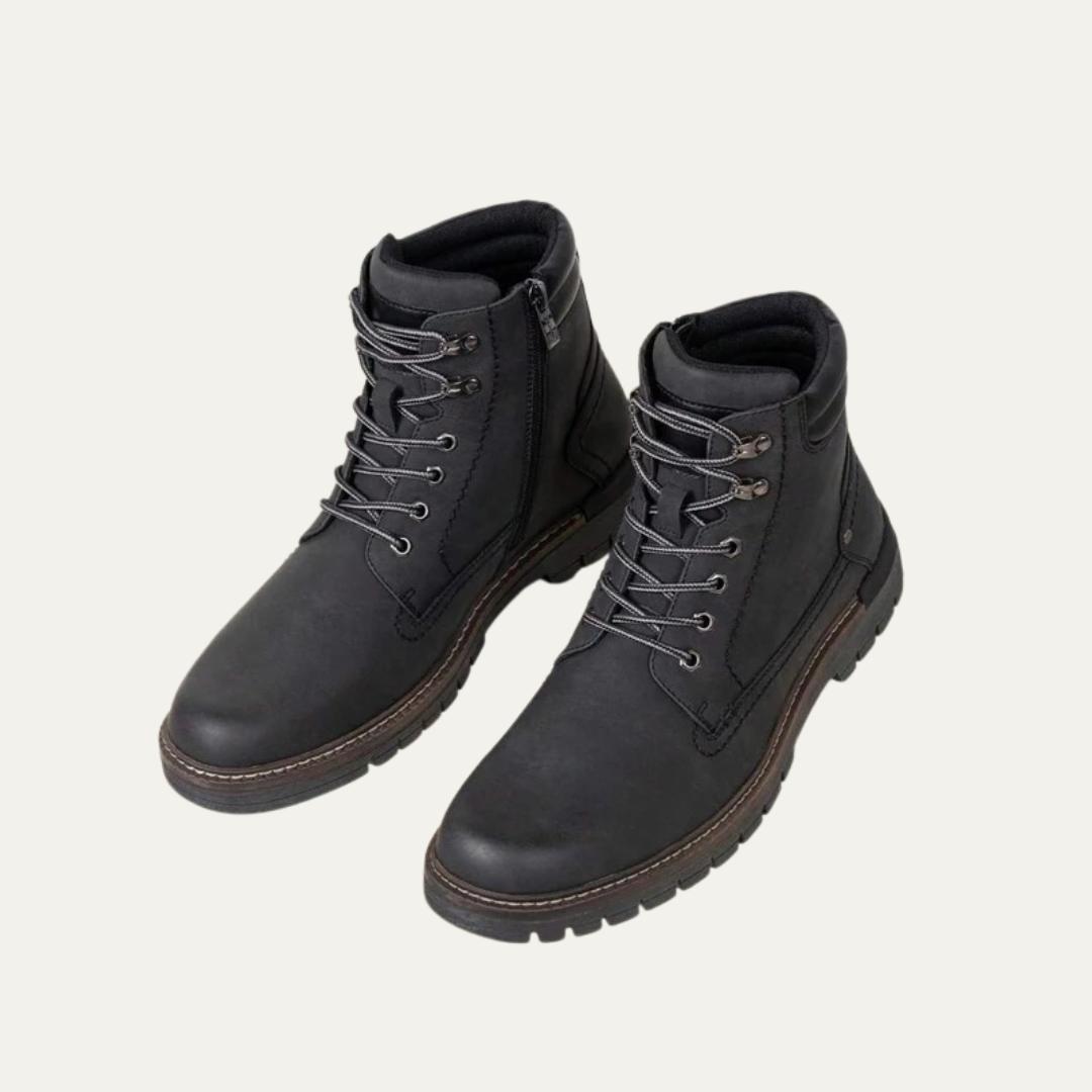 Men’s Military Style Lace Up Combat Boots with Lug Sole