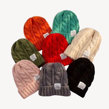 Cable Knit Beanie Hat for Women - Soft Wool Blend