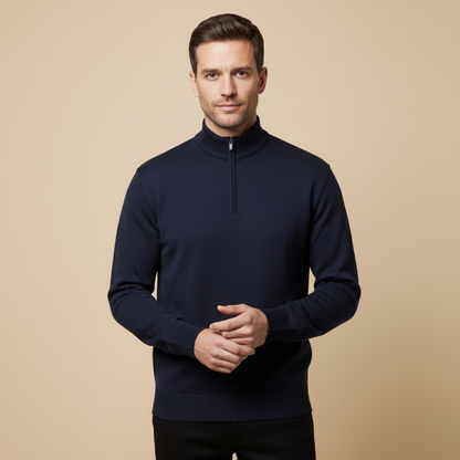 Men’s Solid Quarter Zip Stand Collar Pullover