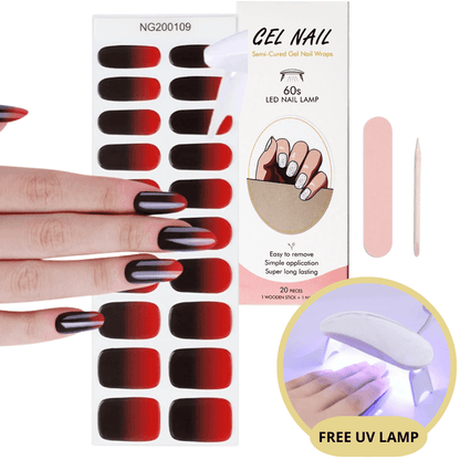 Gel nail sticker set with UV lamp