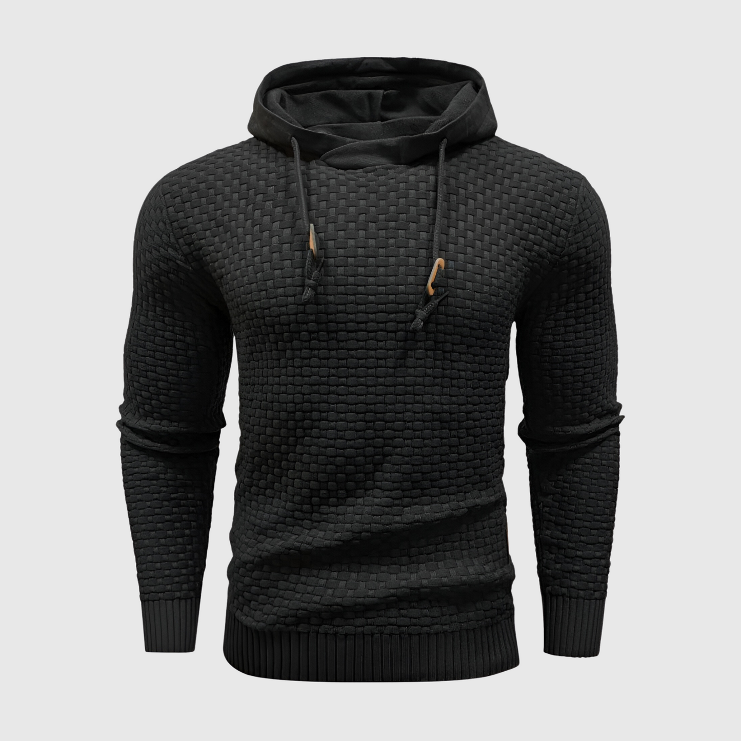 Cevori Textured Knit Drawstring Hoodie