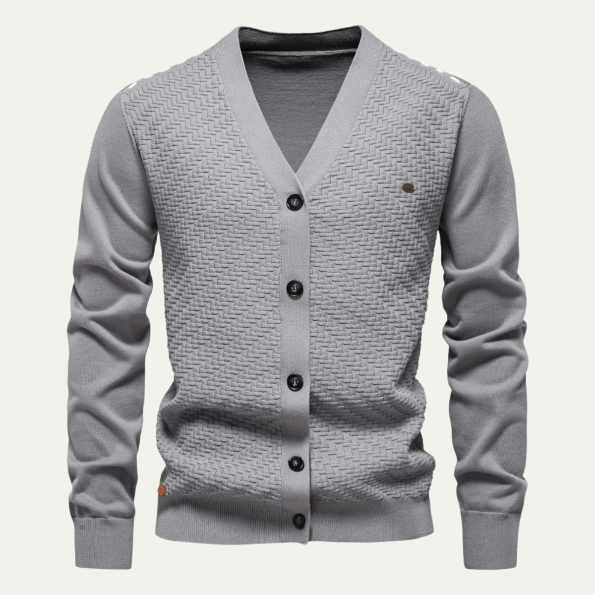 Men’s Basketweave Knit V Neck Button Cardigan